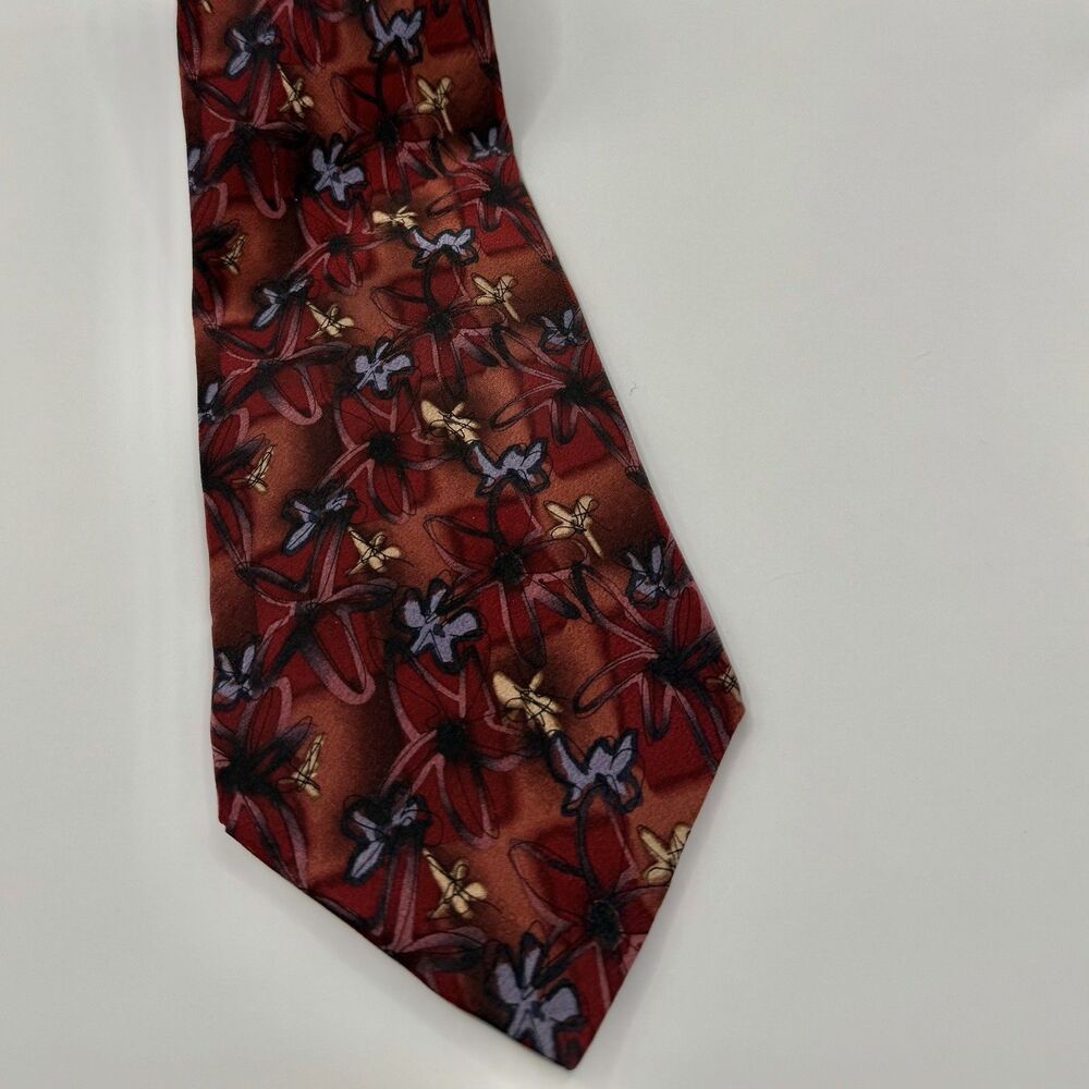 Jerry Garcia Silk Tie Collection 14 Banyan Trees 1996 Vintage Red Burgundy